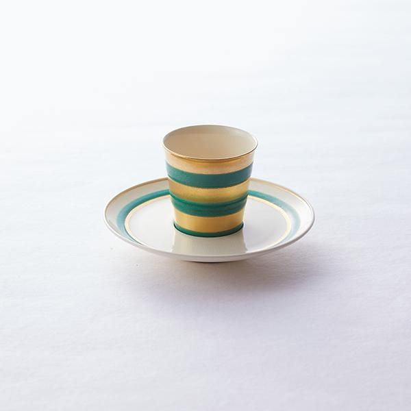 Demitase Color Demitasse cup Ninsei Blue and gold color Top stripes – 工芸陶舗 東哉